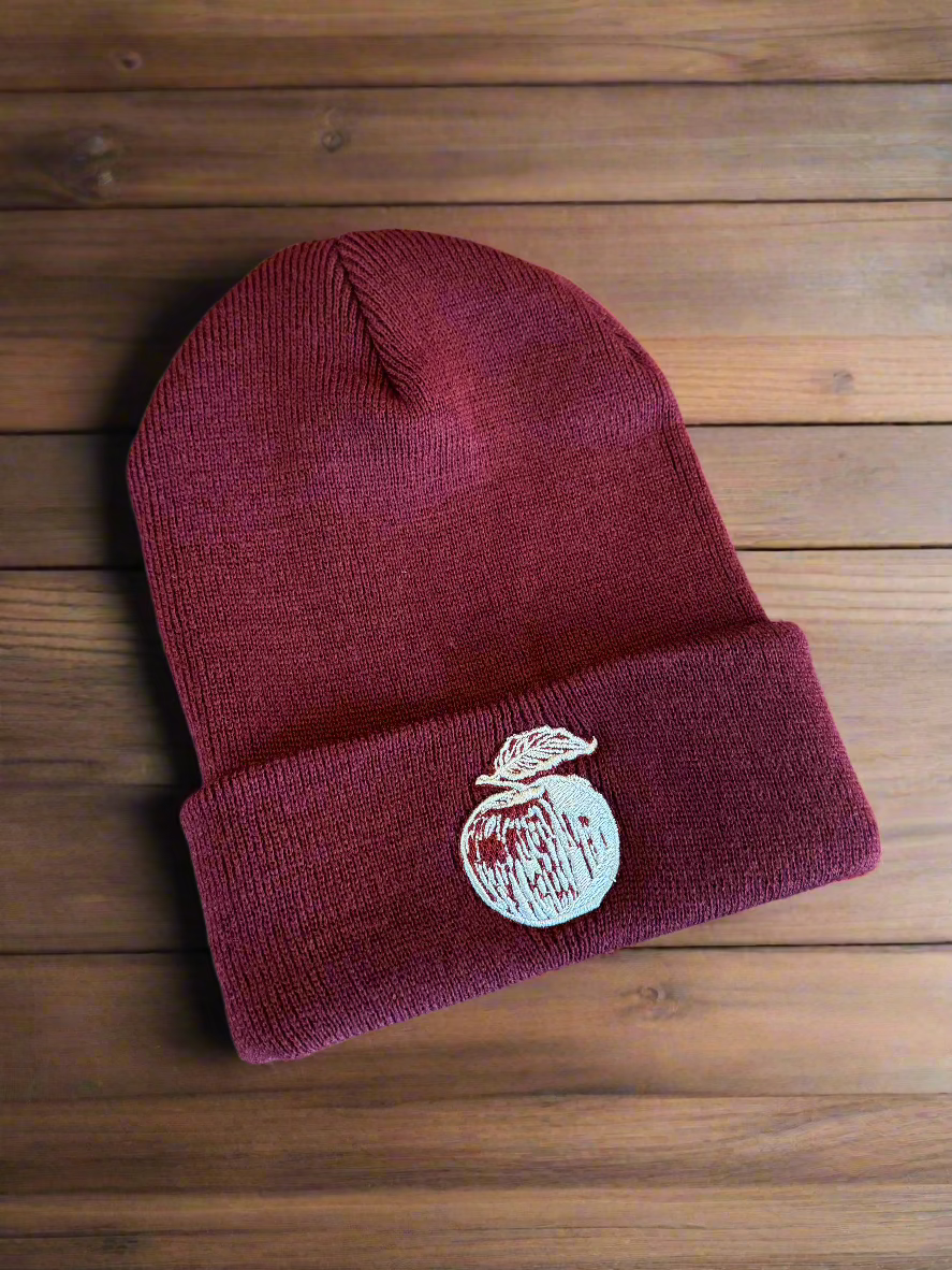 Beanie - Apple Logo (Maroon/Silver)